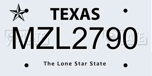MZL2790 Texas License Plate