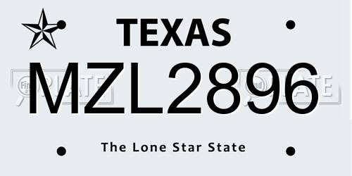 MZL2896 Texas License Plate