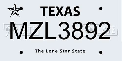 MZL3892 Texas License Plate
