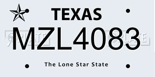 MZL4083 Texas License Plate