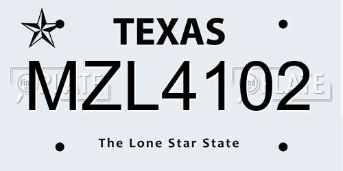 MZL4102 Texas License Plate