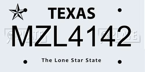 MZL4142 Texas License Plate