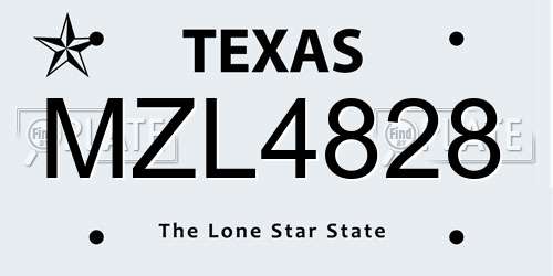 MZL4828 Texas License Plate