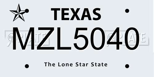 MZL5040 Texas License Plate