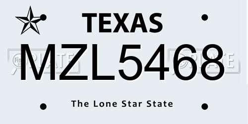 MZL5468 Texas License Plate