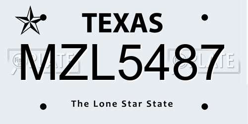 MZL5487 Texas License Plate