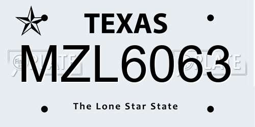 MZL6063 Texas License Plate