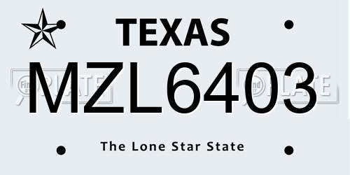 MZL6403 Texas License Plate