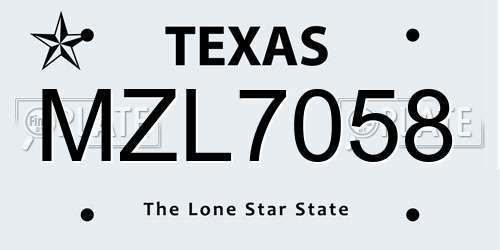 MZL7058 Texas License Plate