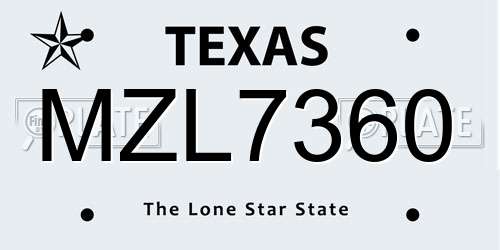 MZL7360 Texas License Plate