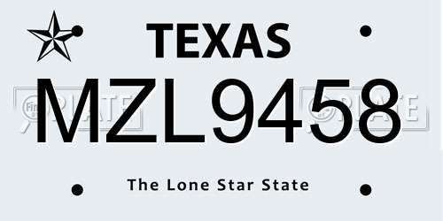 MZL9458 Texas License Plate