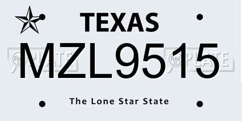 MZL9515 Texas License Plate