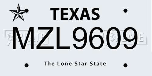 MZL9609 Texas License Plate
