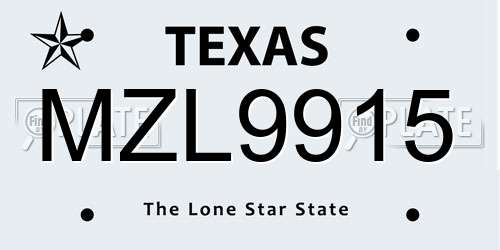 MZL9915 Texas License Plate