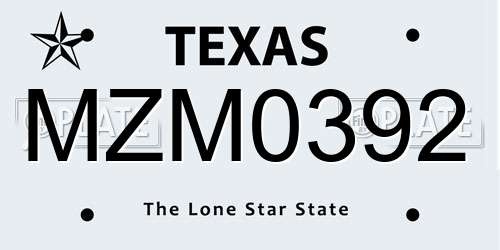 MZM0392 Texas License Plate