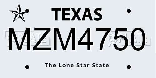 MZM4750 Texas License Plate