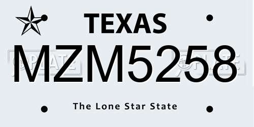 MZM5258 Texas License Plate