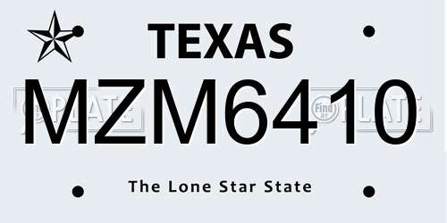 MZM6410 Texas License Plate