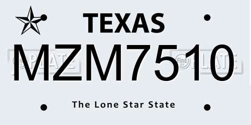 MZM7510 Texas License Plate