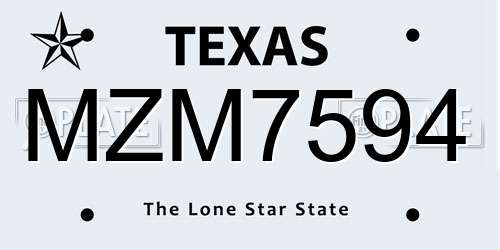 MZM7594 Texas License Plate