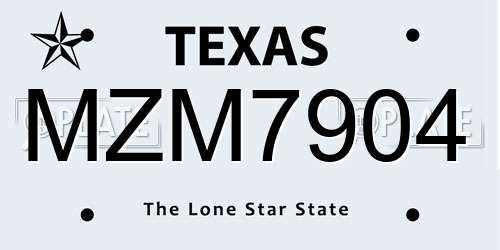 MZM7904 Texas License Plate