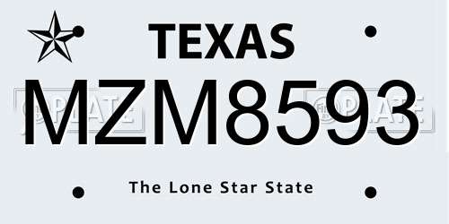 MZM8593 Texas License Plate