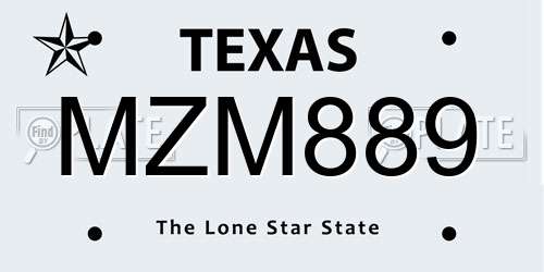 MZM889 Texas License Plate