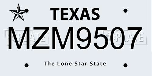 MZM9507 Texas License Plate