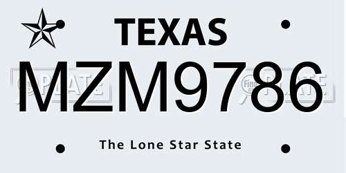 MZM9786 Texas License Plate