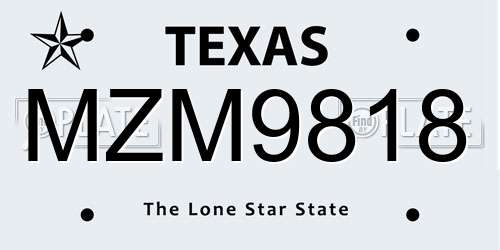 MZM9818 Texas License Plate