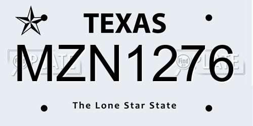 MZN1276 Texas License Plate