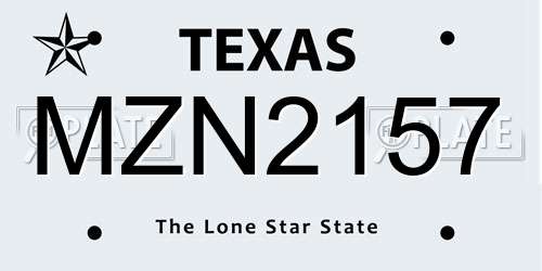 MZN2157 Texas License Plate