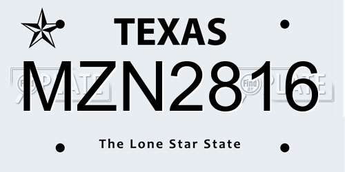 MZN2816 Texas License Plate