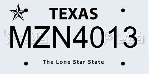 MZN4013 Texas License Plate