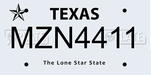 MZN4411 Texas License Plate