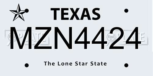 MZN4424 Texas License Plate