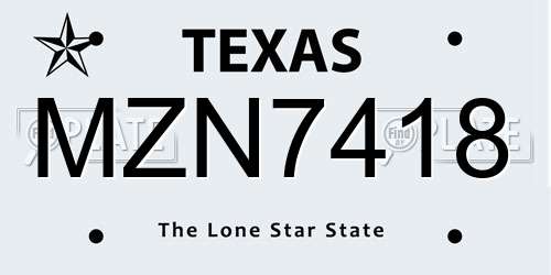 MZN7418 Texas License Plate