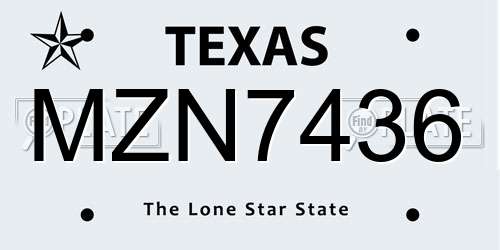 MZN7436 Texas License Plate