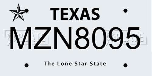 MZN8095 Texas License Plate