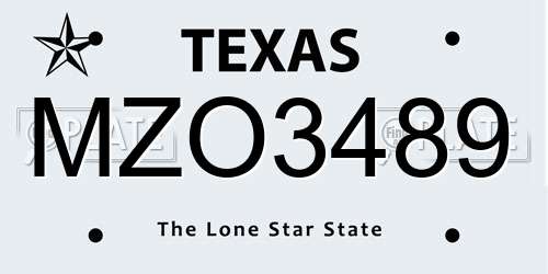 MZO3489 Texas License Plate