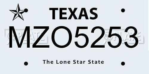 MZO5253 Texas License Plate