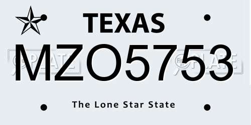 MZO5753 Texas License Plate