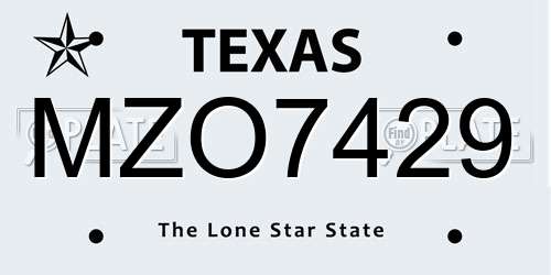 MZO7429 Texas License Plate