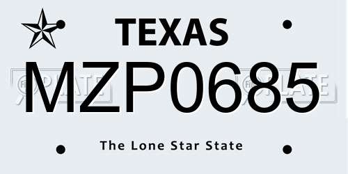 MZP0685 Texas License Plate