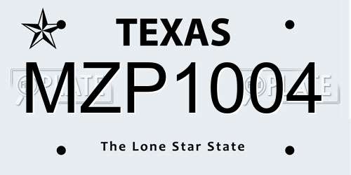MZP1004 Texas License Plate