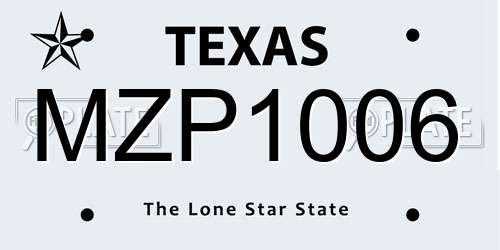 MZP1006 Texas License Plate