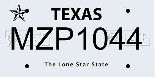 MZP1044 Texas License Plate