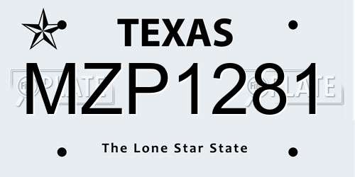 MZP1281 Texas License Plate