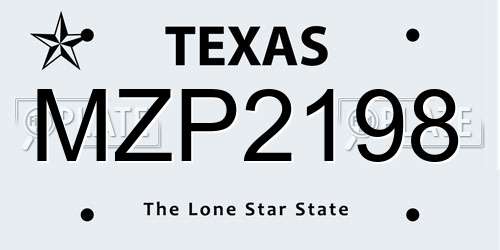 MZP2198 Texas License Plate