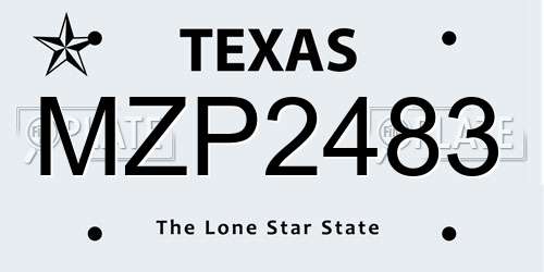 MZP2483 Texas License Plate